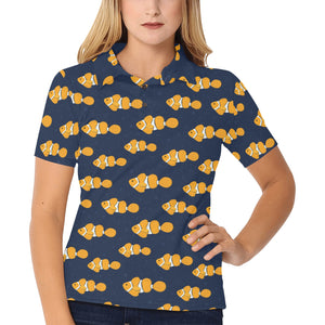 Clown Fish Pattern Print Design 01 Women's All Over Print Polo Shirt