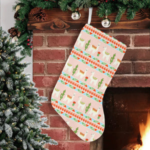 Llama Cactus Pattern background Christmas Stocking