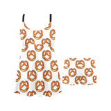 Pretzels Pattern Print Design 03 Chest Sexy Pleated Two Piece Swim Dress