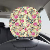 Butterfly Pink Rose Pattern Car Headrest Cover