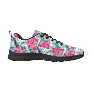 Watermelon Flower Pattern Men's Sneakers Black