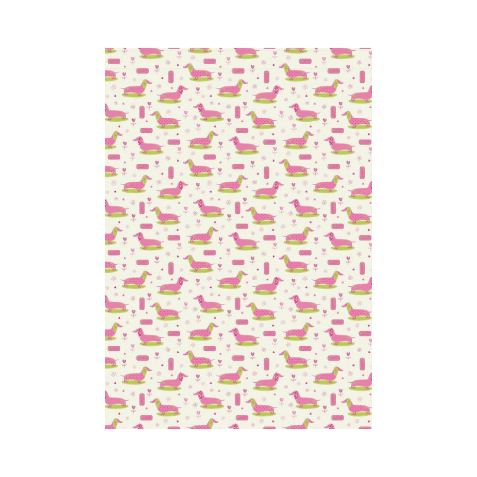 Pink Dachshund Pattern House Flag Garden Flag