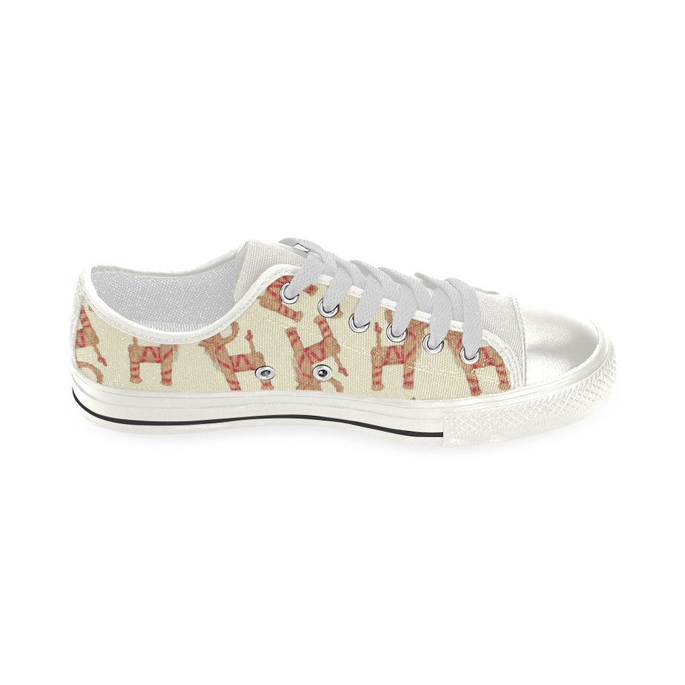 Yule Goat or Christmas goat Pattern Women's Low Top Canvas Shoes White