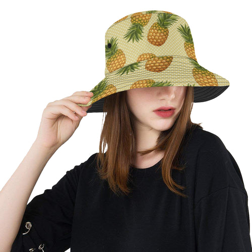 Pineapple Pattern Pokka Dot Background Unisex Bucket Hat