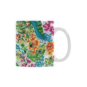 Colorful Peacock Pattern Classical White Mug (FulFilled In US)