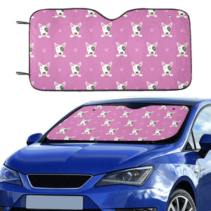 Bull Terrier Pattern Print Design 02 Car Sun Shade