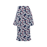 Hibiscus Pattern Print Design 02 Blanket Robe with Sleeves