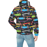 Skate Board Pattern Print Design 03 Men's Padded Hooded Jacket(ModelH42)