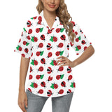 Ladybug Pattern Print Design 01 Women's All Over Print Hawaiian Shirt