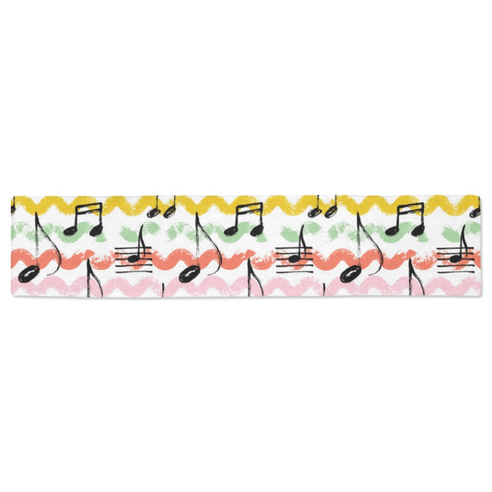 Music Notes Pattern Print Design 01 Table Runner