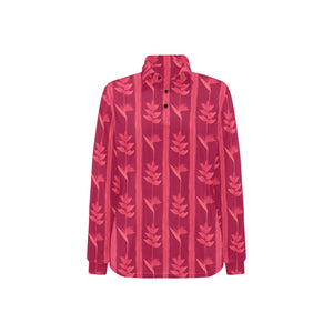 Heliconia Pink Pattern Women's Long Sleeve Polo Shirt