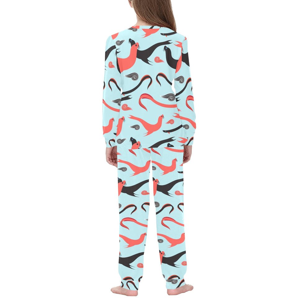 Sea Lion Pattern Theme Kids' Boys' Girls' All Over Print Pajama Set