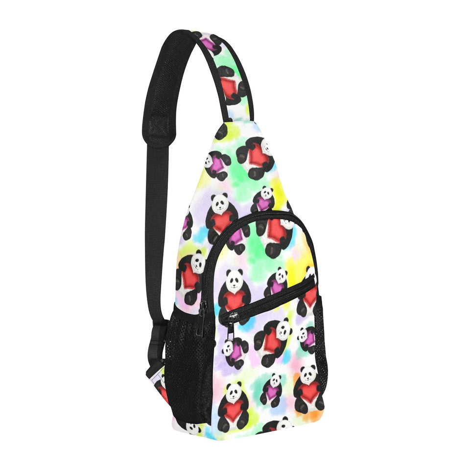 Panda Cute Heart Pattern All Over Print Chest Bag