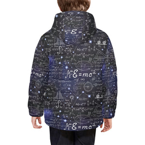 Math Pattern Print Design 02 Kids' Boys' Girls' Padded Hooded Jacket