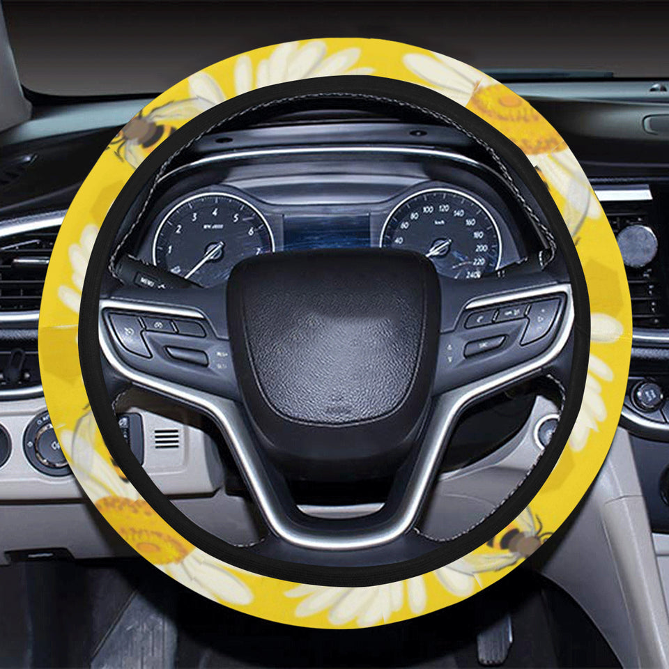 Bee Daisy Pattern Car Steering Wheel Cover