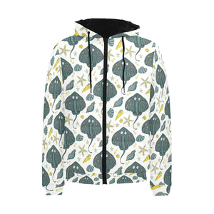 Stingray Pattern Print Design 03 Men's Padded Hooded Jacket(ModelH42)