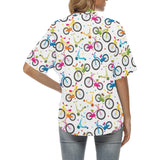 Bicycle Pattern Print Design 02 Women's All Over Print Hawaiian Shirt