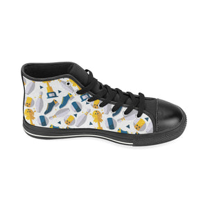 Bowling Ball and Canvas Shoes Pattern Women's High Top Canvas Shoes Black