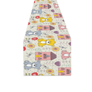 Teddy Bear Pattern Print Design 04 Table Runner