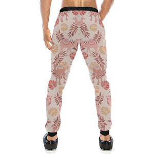 Pink Camel Leaves Pattern Unisex Casual Sweatpants