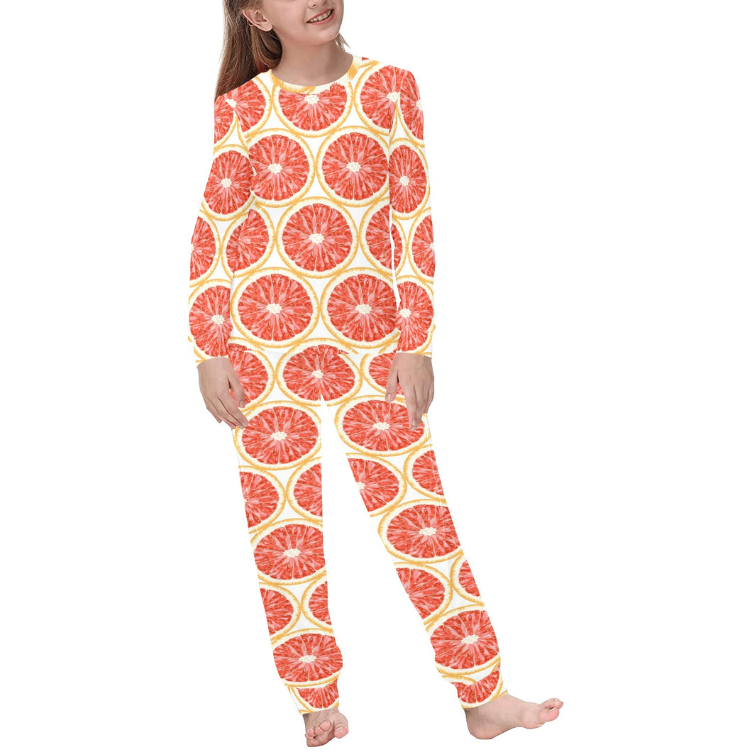 Sliced Grapefruit Pattern Kids' Boys' Girls' All Over Print Pajama Set