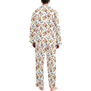 Yorkshire Terrier Pattern Print Design 05 Men's Long Pajama Set