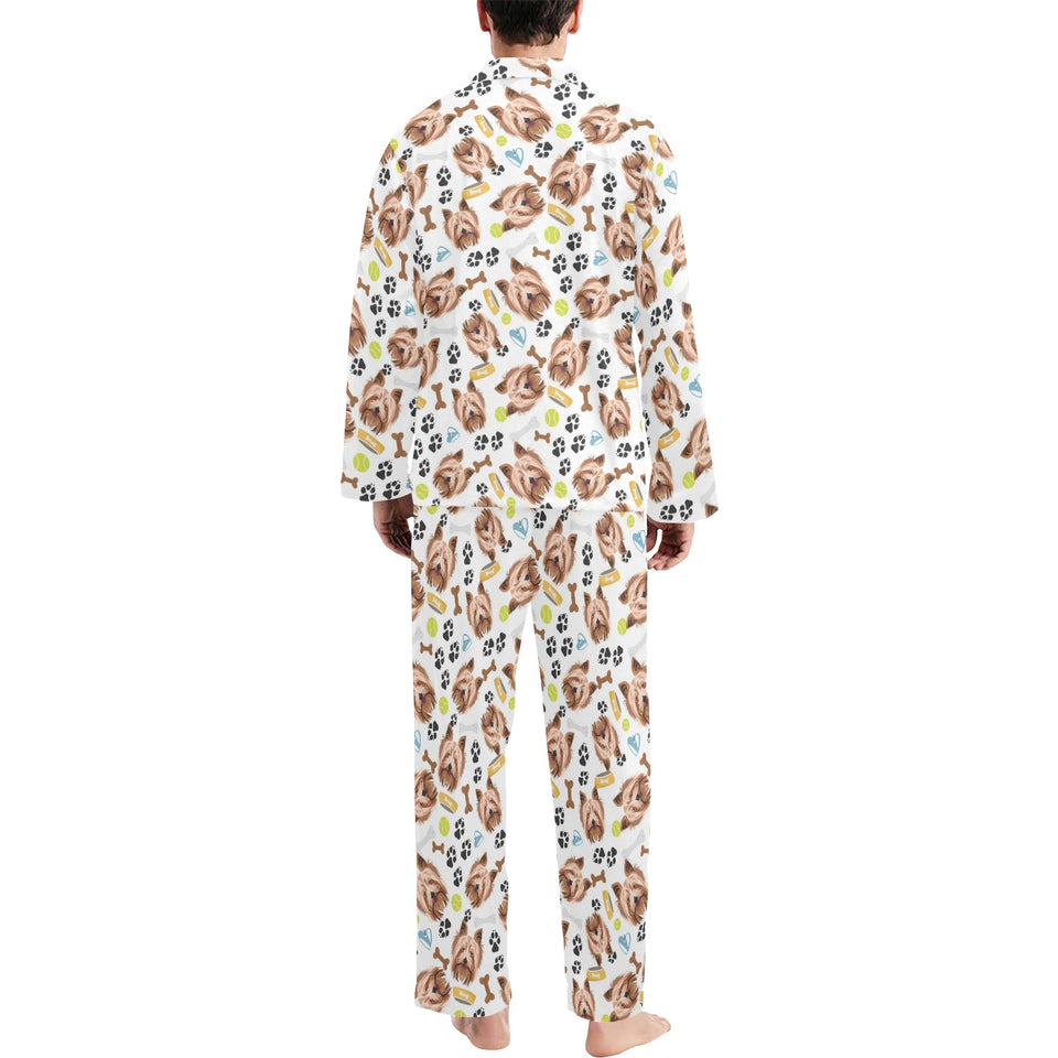 Yorkshire Terrier Pattern Print Design 05 Men's Long Pajama Set