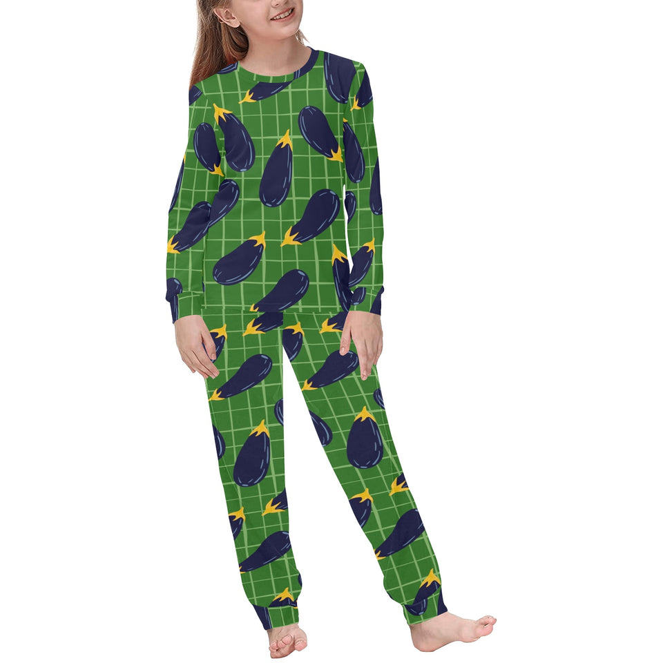 Eggplant Pattern Print Design 04 Kids' Boys' Girls' All Over Print Pajama Set