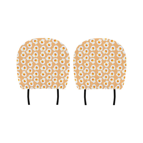 Fried Eggs Pattern Print Design 01 Car Headrest Cover