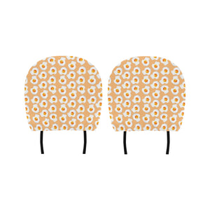 Fried Eggs Pattern Print Design 01 Car Headrest Cover