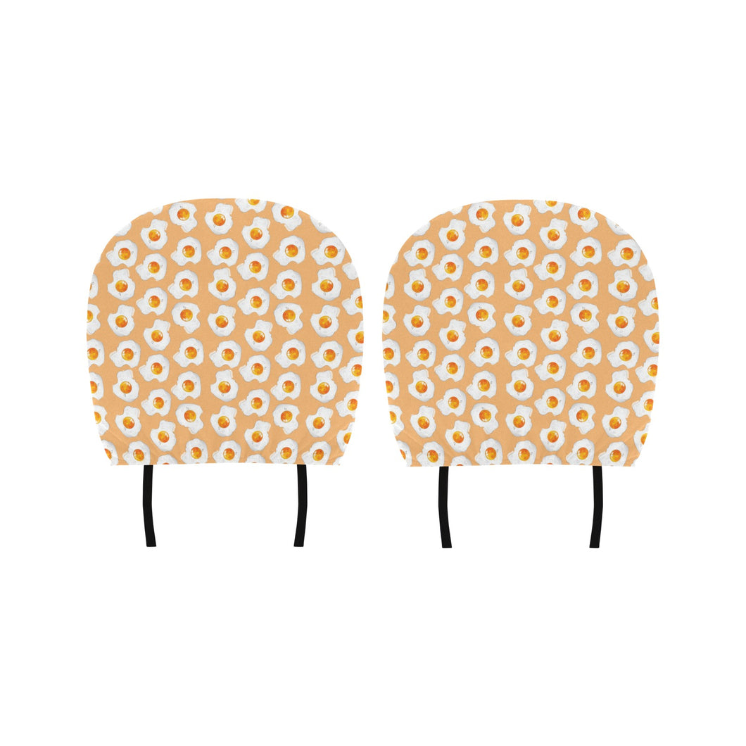 Fried Eggs Pattern Print Design 01 Car Headrest Cover