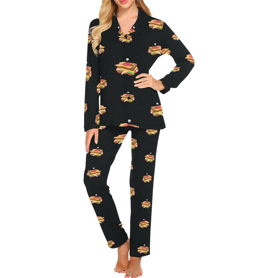Sandwich Pattern Print Design 03 Women's Long Pajama Set