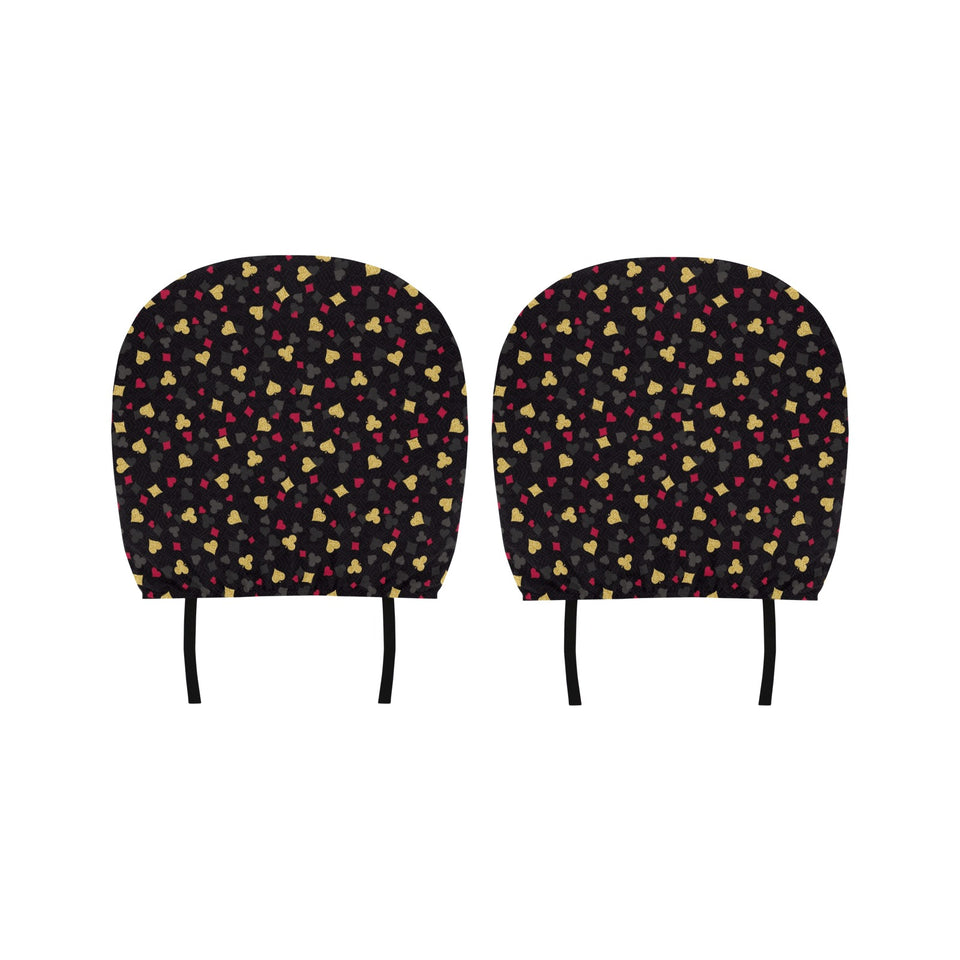 Casino Cards Suits Pattern Print Design 01 Car Headrest Cover