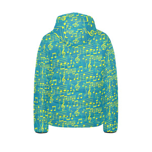 Music Notes Pattern Print Design 05 Kids' Boys' Girls' Padded Hooded Jacket