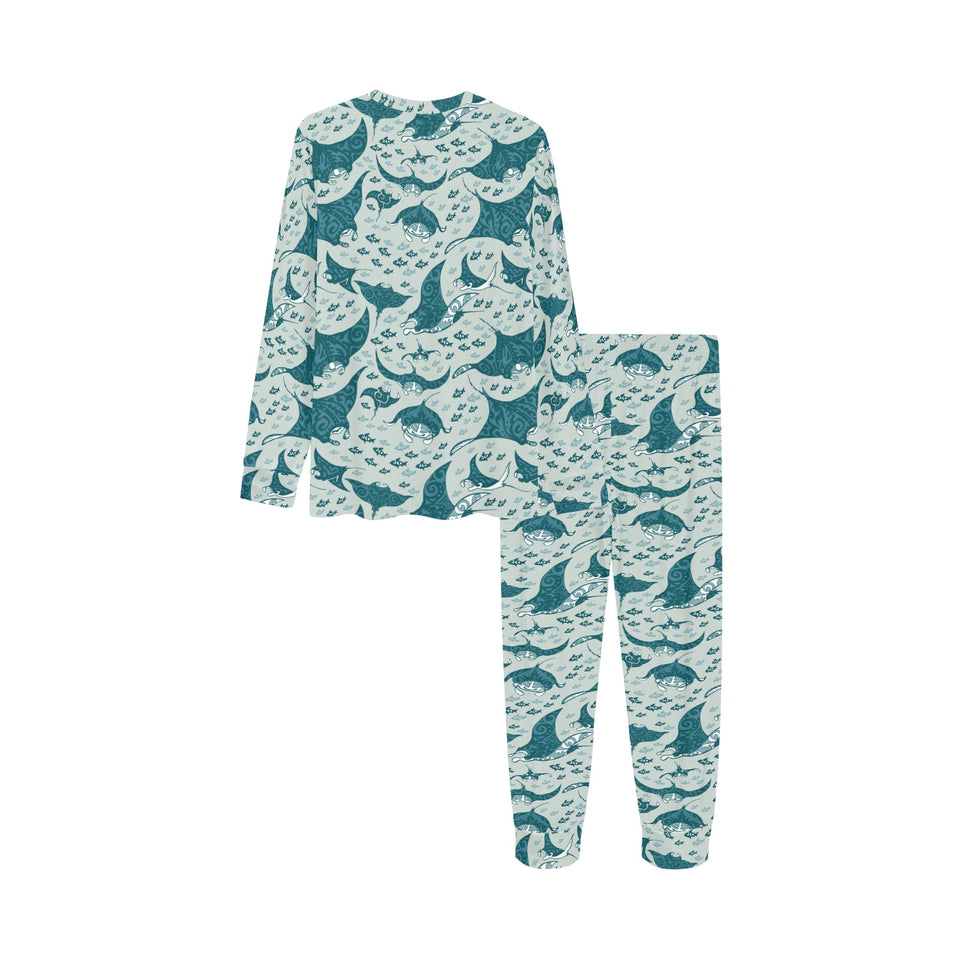 Stingray Pattern Print Design 01 Kids' Boys' Girls' All Over Print Pajama Set