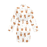 Guinea Pig Pattern Print Design 01 Women's Long Sleeve Belted Night Robe