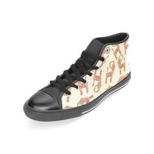 Yule Goat or Christmas goat Pattern Women's High Top Canvas Shoes Black