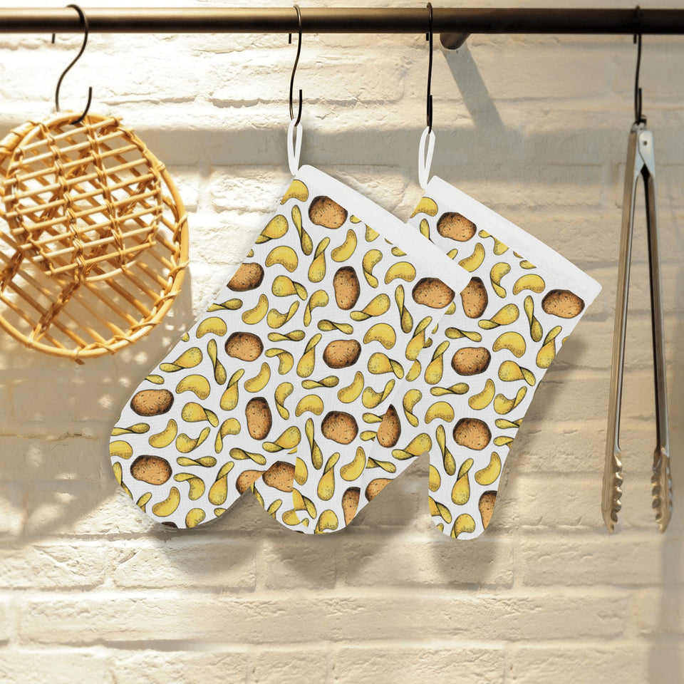 Potato Chips Pattern Print Design 01 Heat Resistant Oven Mitts