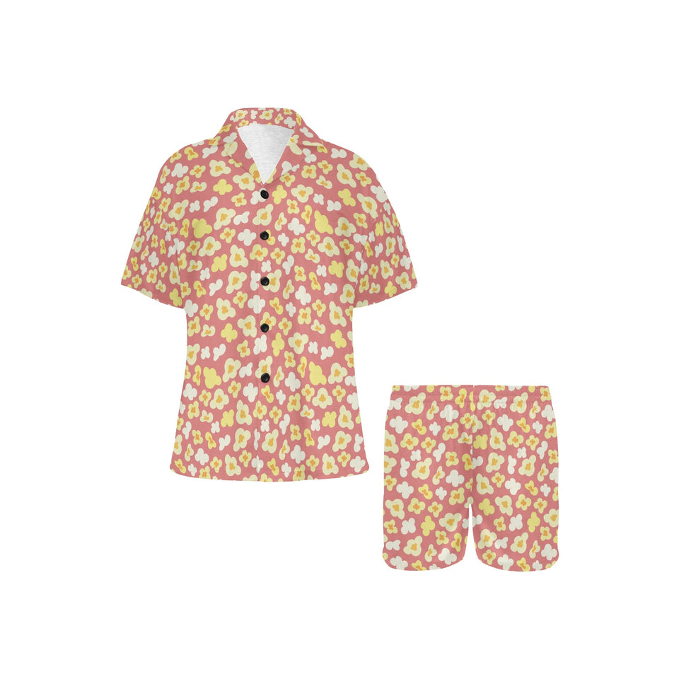 Popcorn Pattern Print Design 01 Women's V-Neck Short Pajama Set