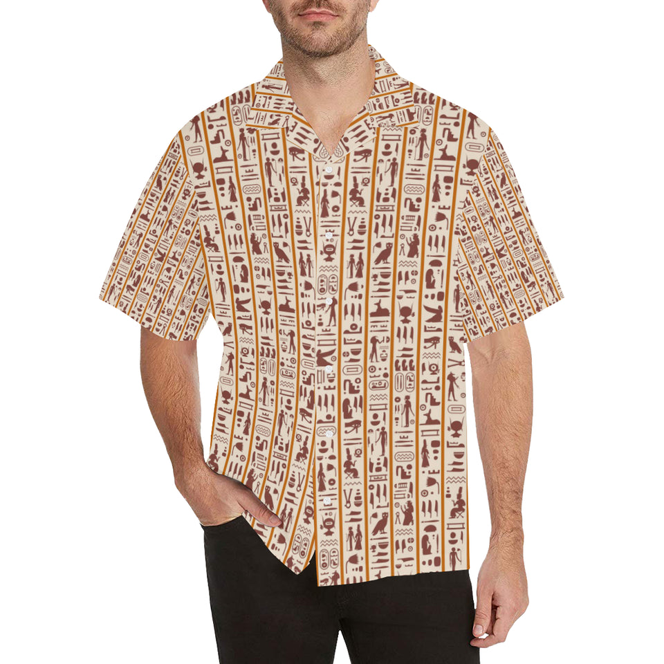 Egypt Hieroglyphics Pattern Print Design 05 Men's All Over Print Hawaiian Shirt (Model T58)