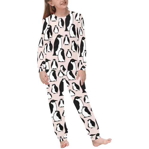 Penguin Pattern Background Kids' Boys' Girls' All Over Print Pajama Set