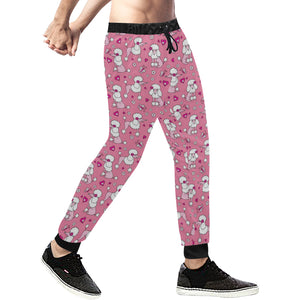 Poodle Pink Heart Pattern Unisex Casual Sweatpants