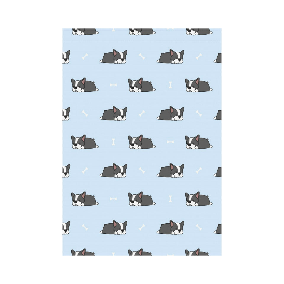 Sleep Boston Terrier Bone Pattern House Flag Garden Flag