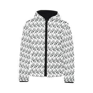 Engine Piston Pattern Print Design 03 Kids' Boys' Girls' Padded Hooded Jacket