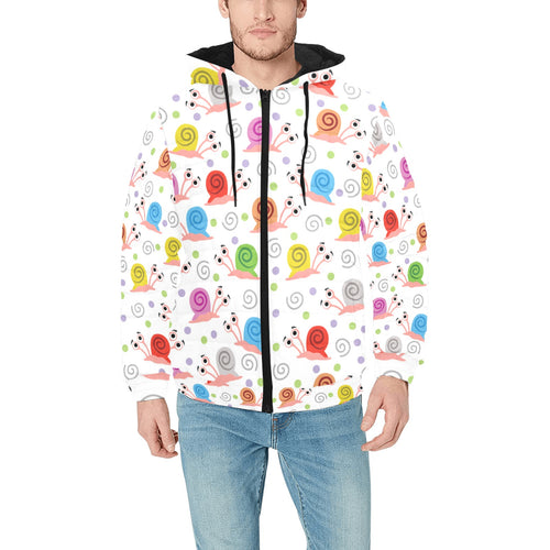 Snail Pattern Print Design 05 Men's Padded Hooded Jacket(ModelH42)