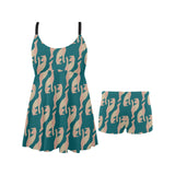 Greyhound Pattern Print Design 05 Chest Sexy Pleated Two Piece Swim Dress