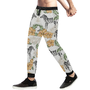 Zebra Hibiscus Pattern Unisex Casual Sweatpants