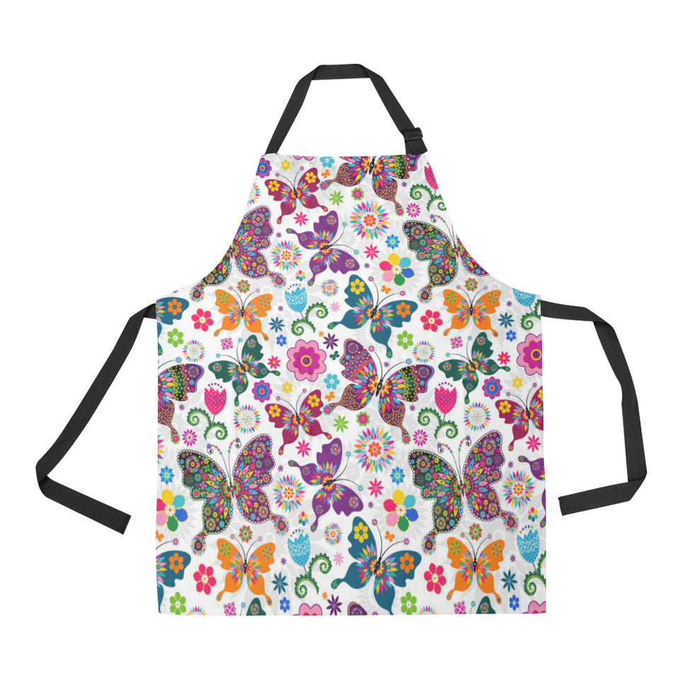 Colorful Butterfly Flower Pattern Adjustable Apron