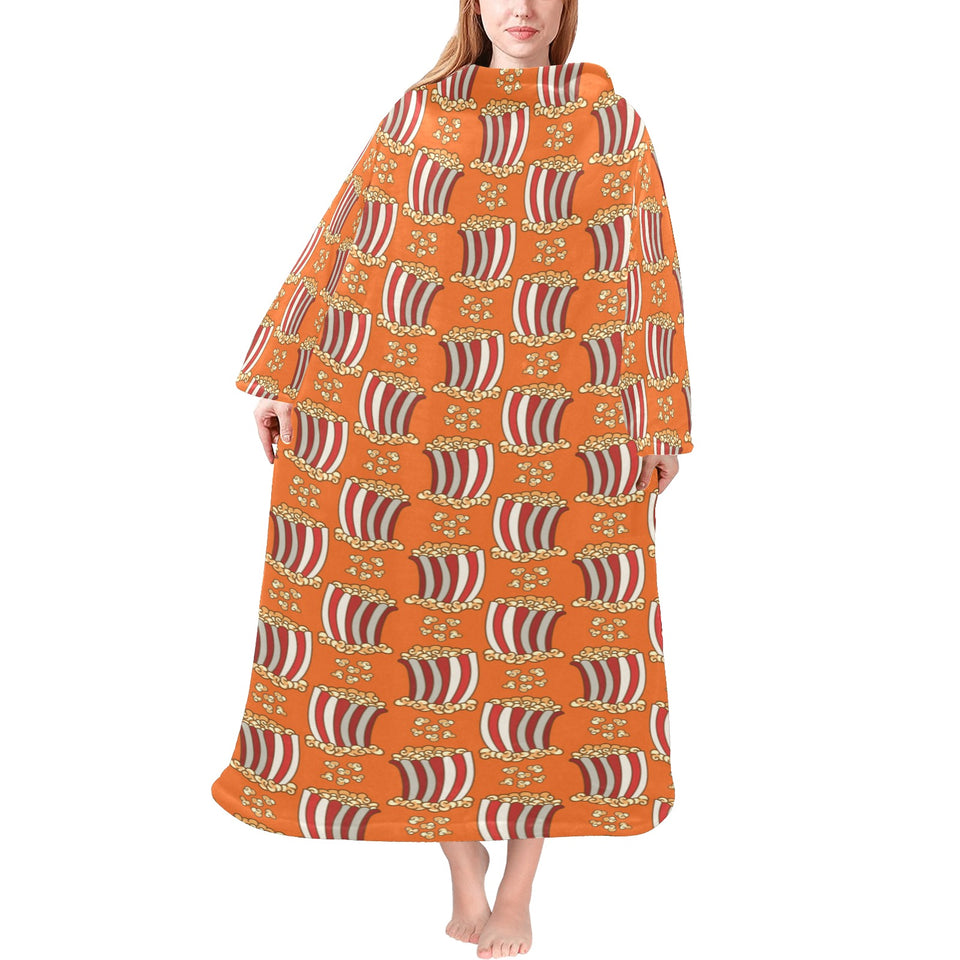 Popcorn Pattern Print Design 05 Blanket Robe with Sleeves