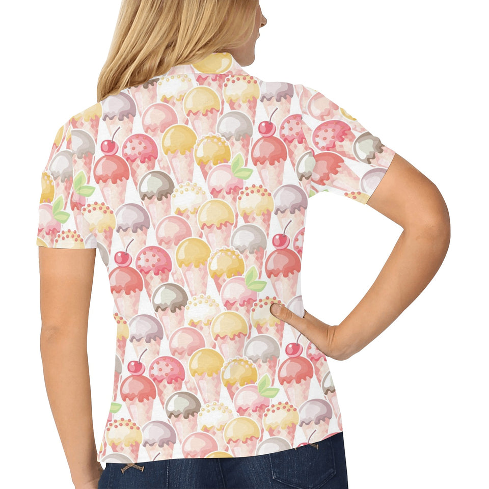 Ice Cream Cone Pattern Women's All Over Print Polo Shirt